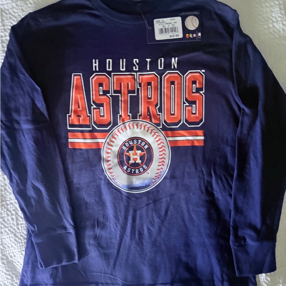 Houston Astros Team Athletics MLB Long Sleeve Shirt, Navy - Boys Size: Medium